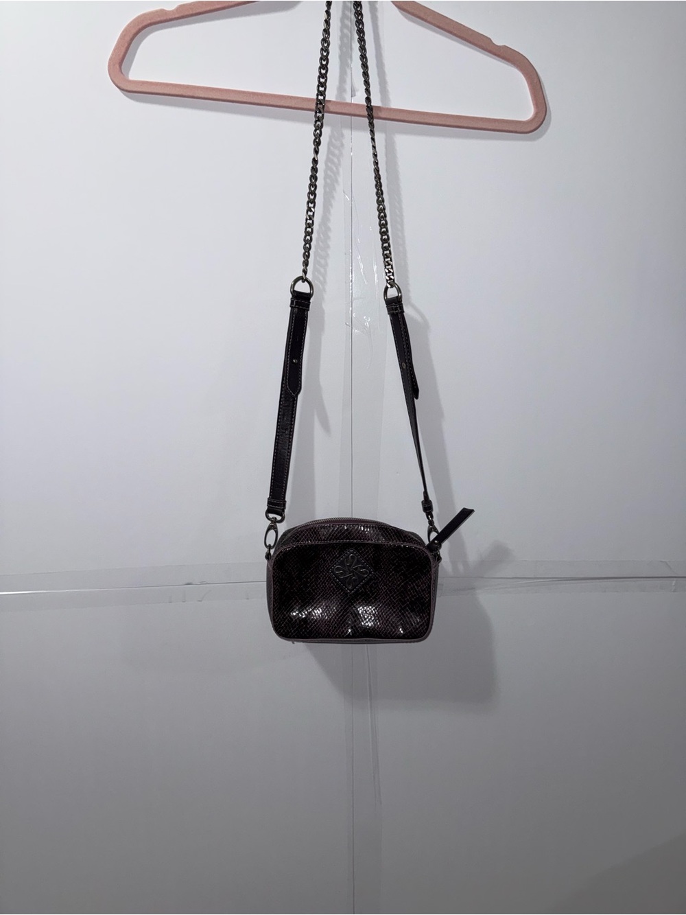 Simply Vera Vera Wang Black Snake-Embossed Crossbody Bag